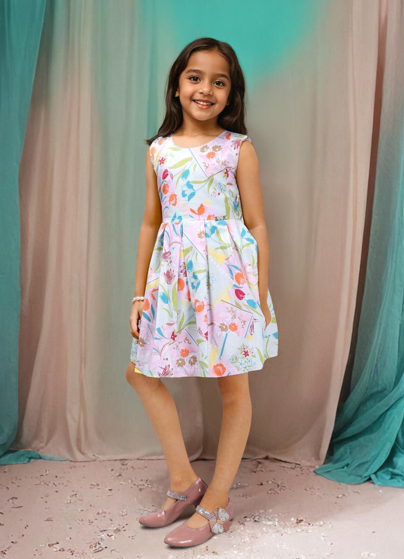 Playful Solid Color Frock