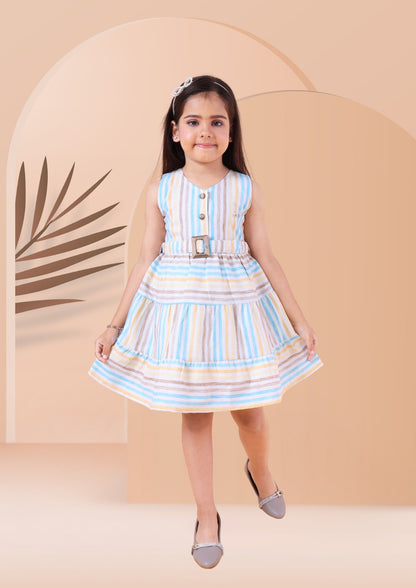 Striped Linen Dress with Belt