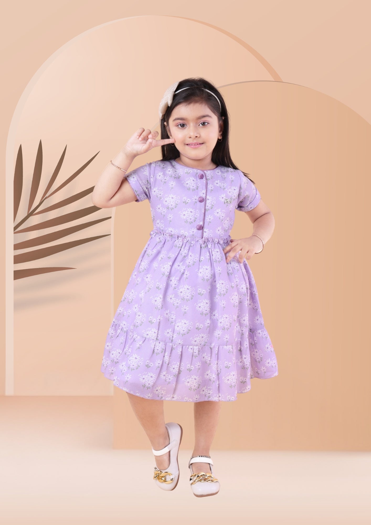Floral Print Purple Dress