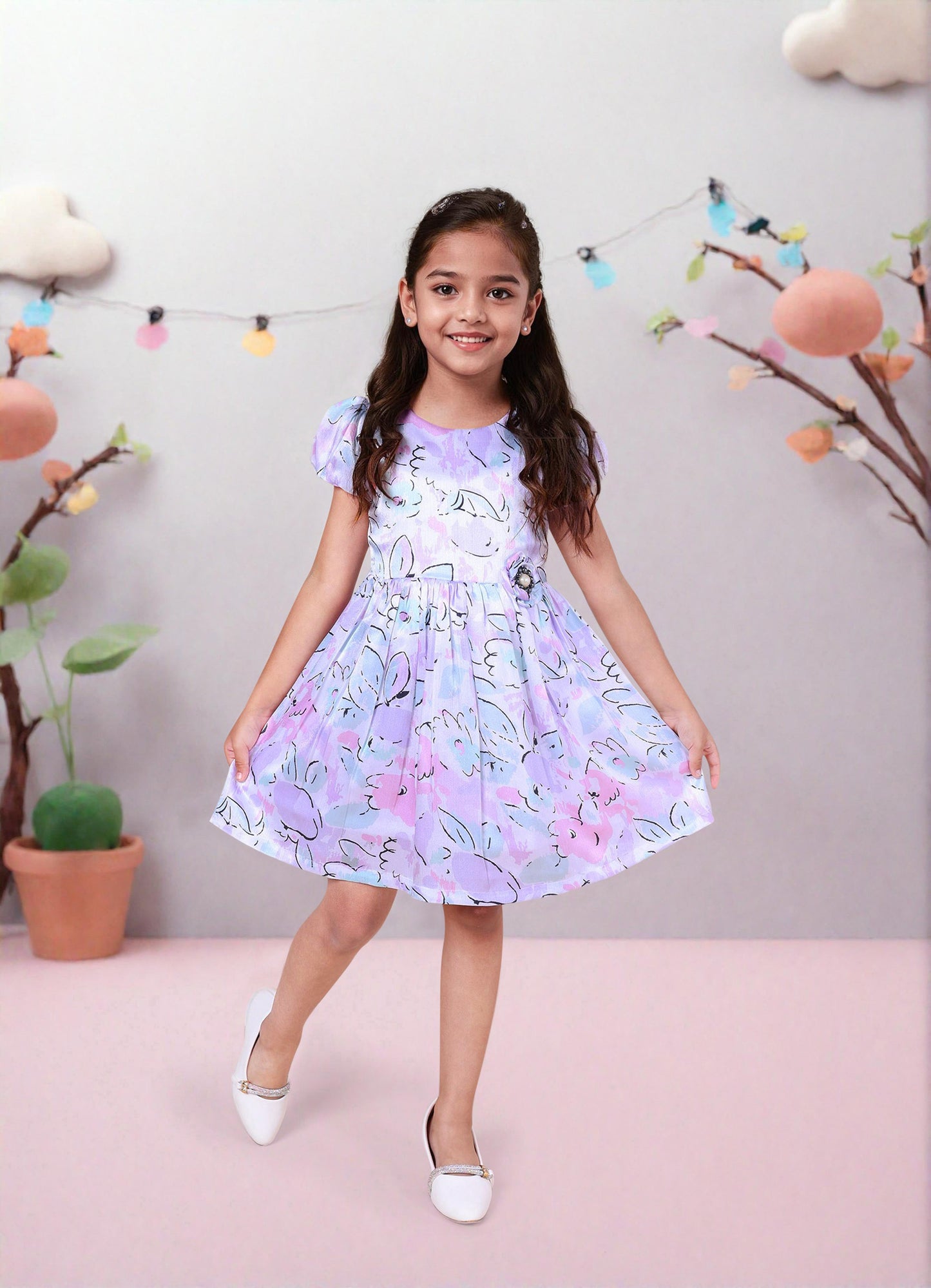 Abstract Floral Printed Dress