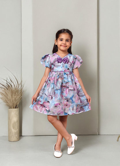 Fancy Print Bow Dress