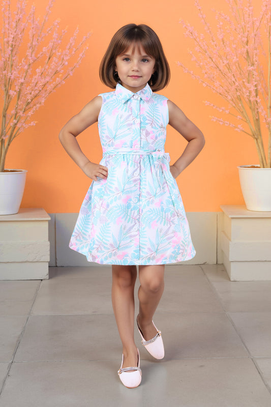 Stylish Belt Summer Print Dress