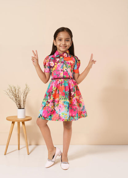 Tropical Bloom Shirt Dress