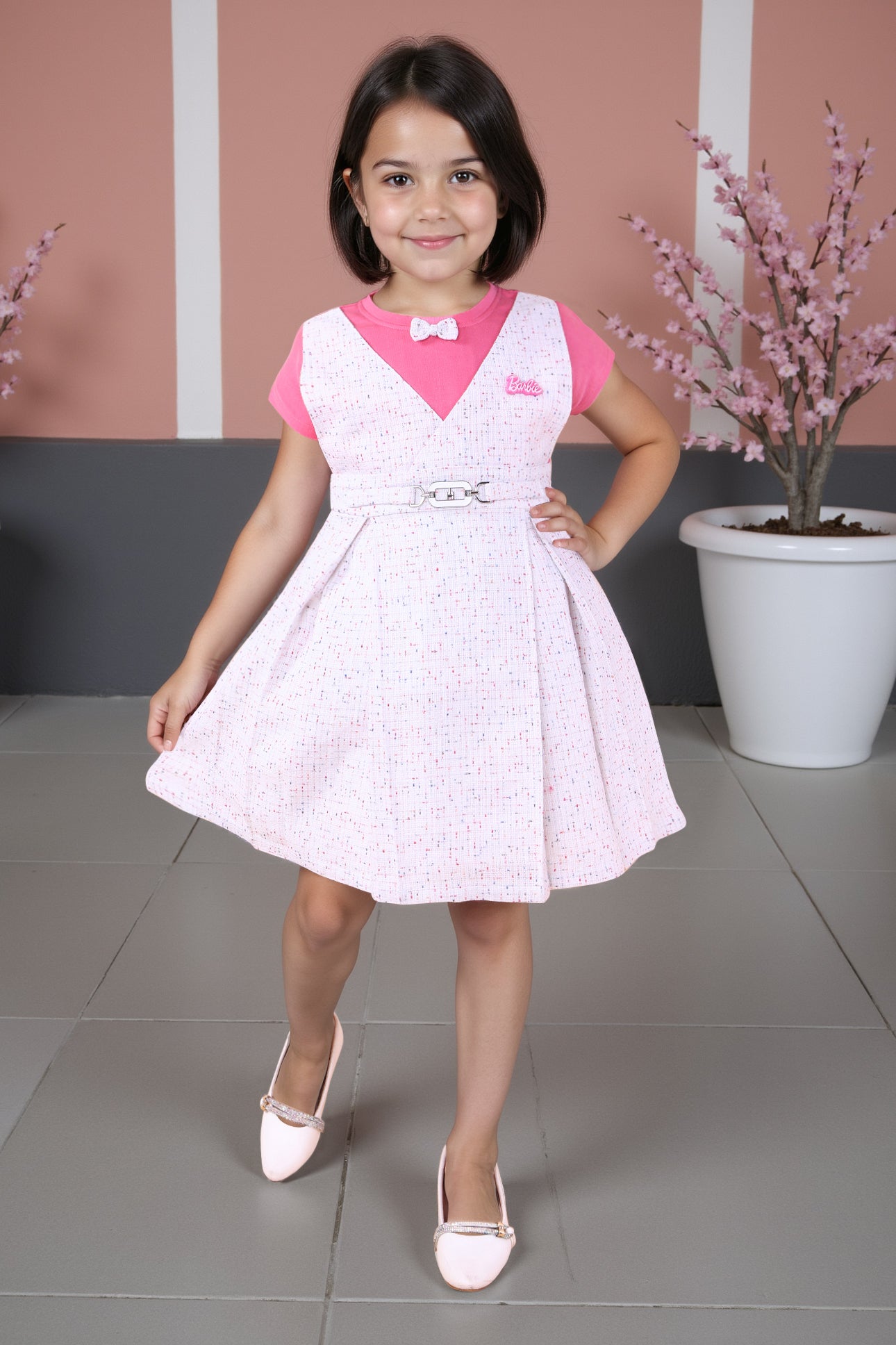 Tweed Dungaree Style Dress