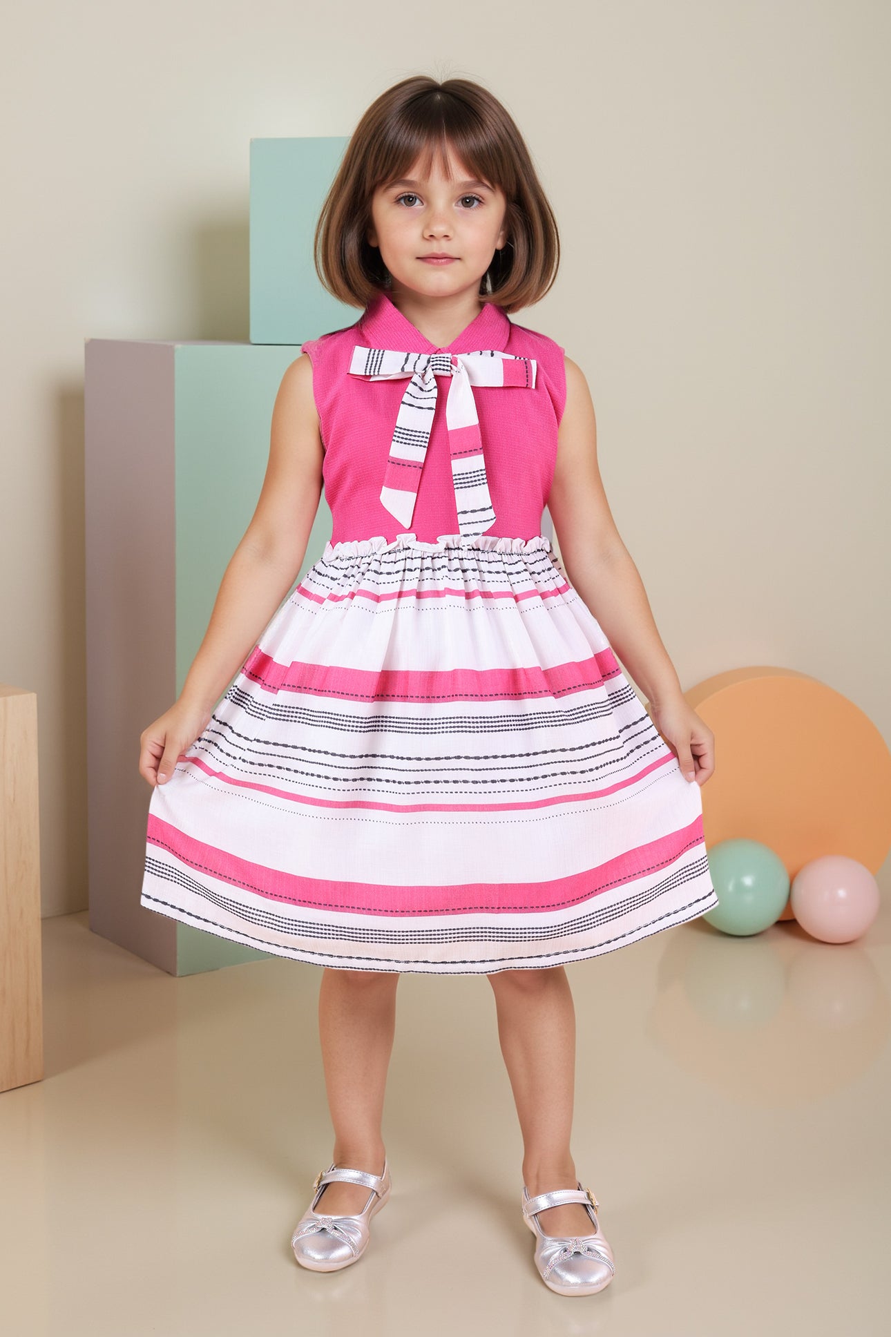 Printed Casual Bow Dress