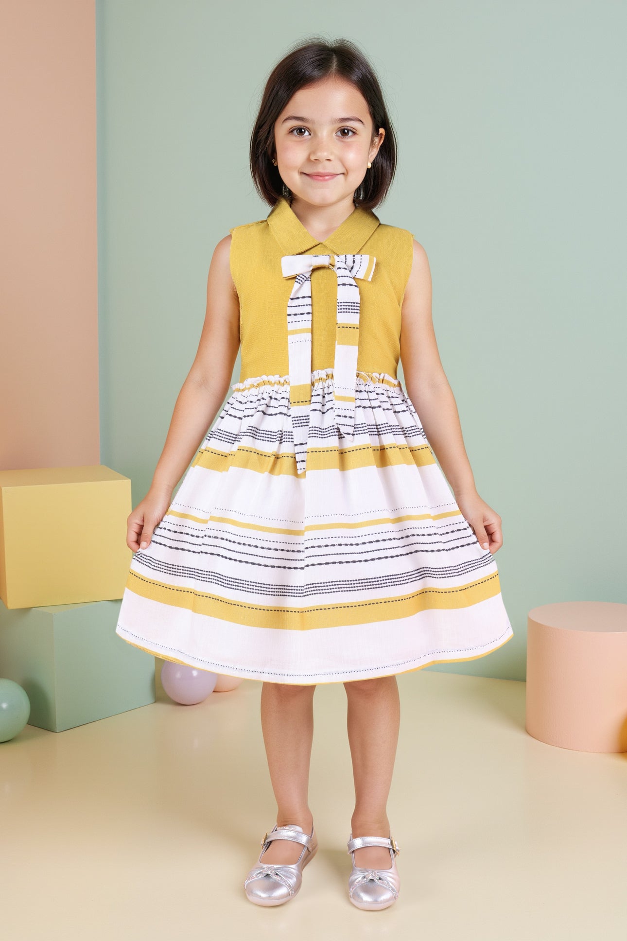 Printed Casual Bow Dress