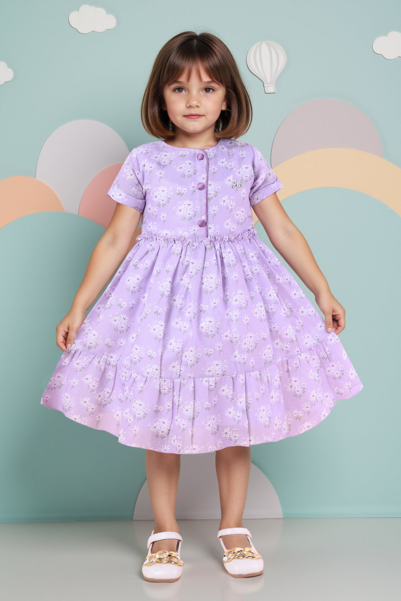 Floral Print Purple Dress