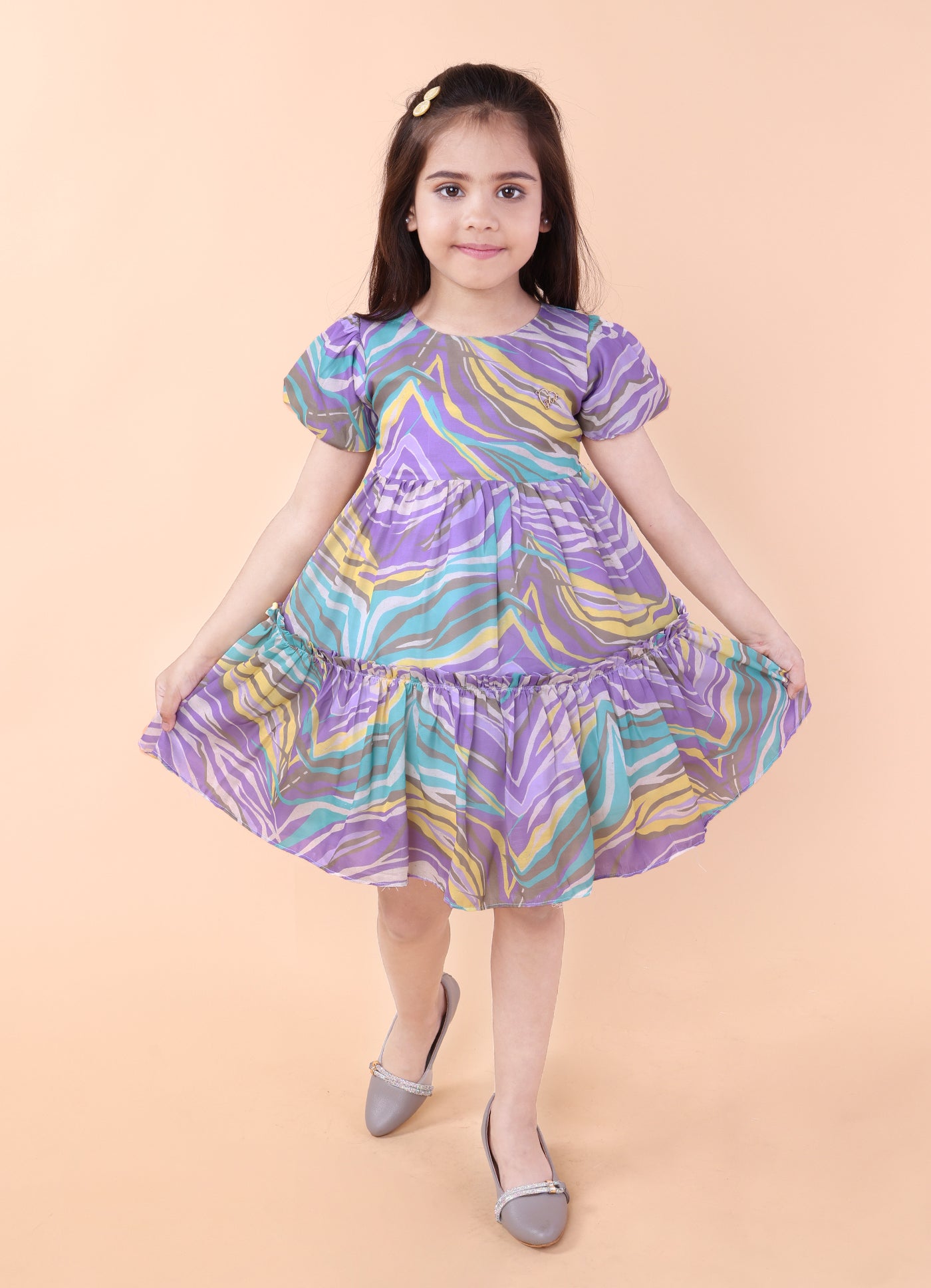 Candy Swirl Puff Sleeve Frock