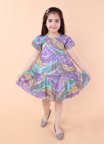 Candy Swirl Puff Sleeve Frock
