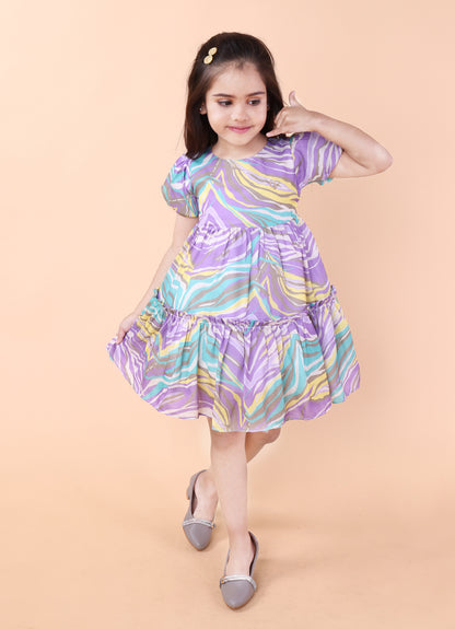Candy Swirl Puff Sleeve Frock