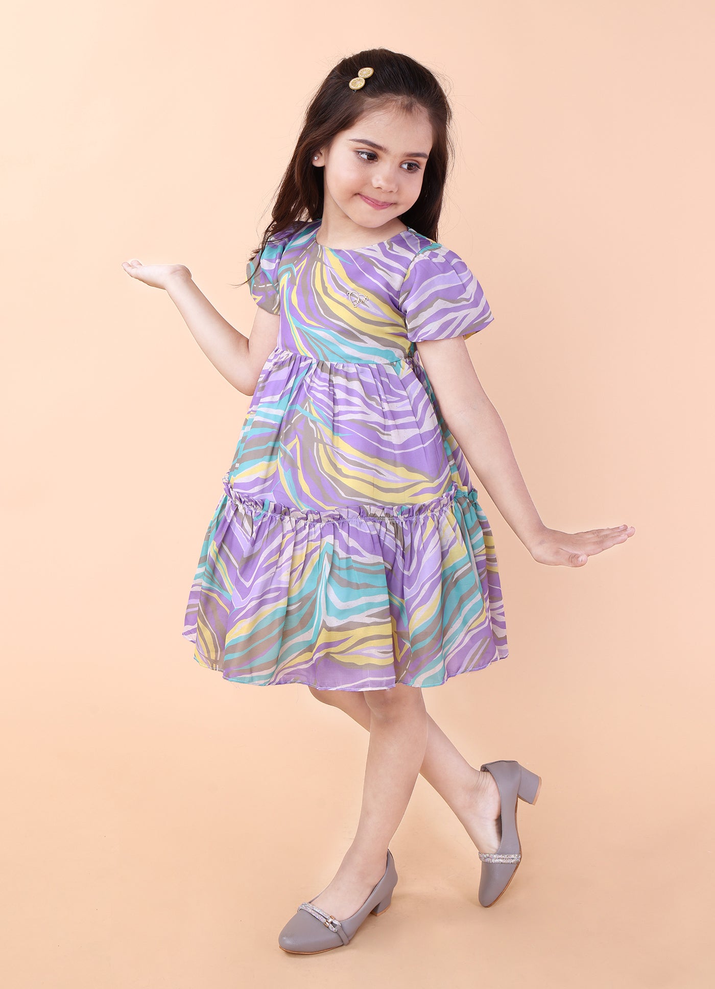 Candy Swirl Puff Sleeve Frock