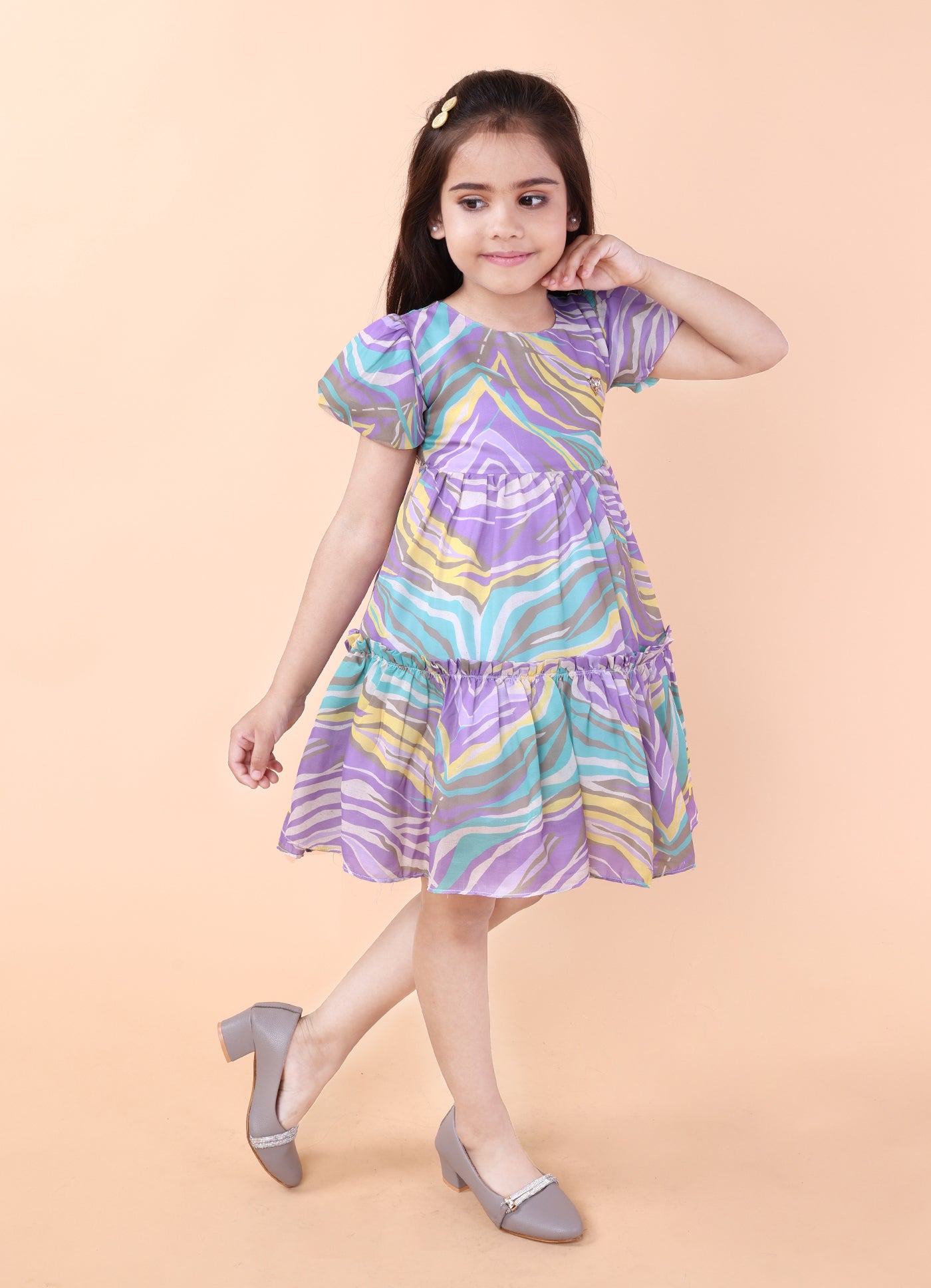 Candy Swirl Puff Sleeve Frock