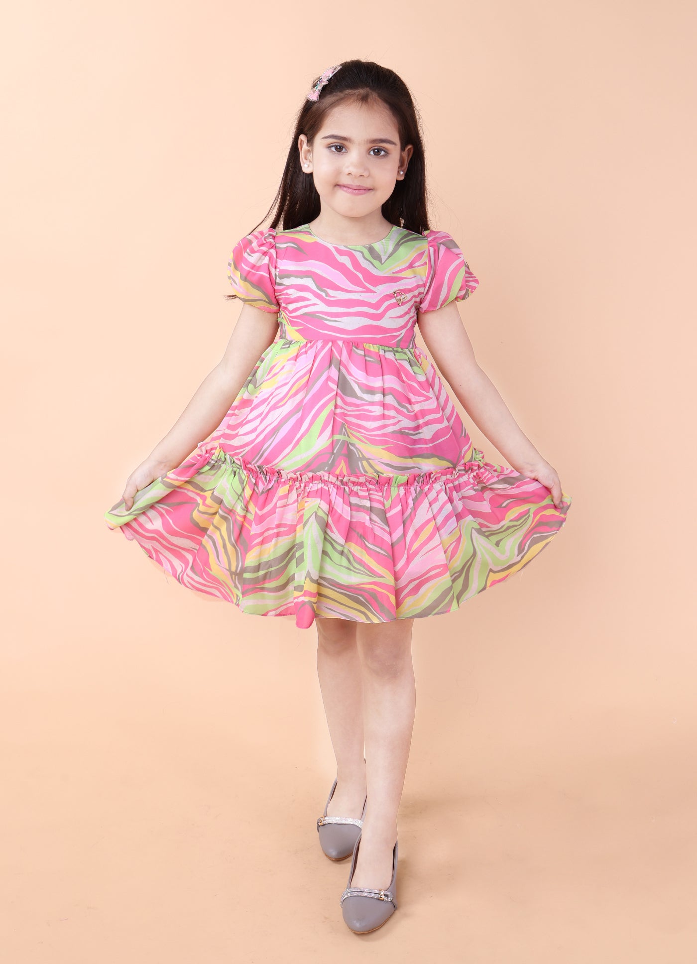 Candy Swirl Puff Sleeve Frock