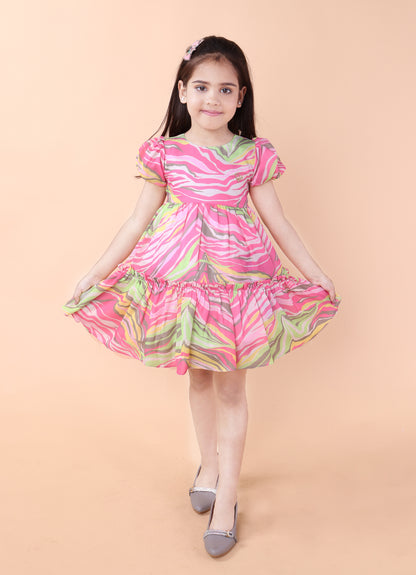 Candy Swirl Puff Sleeve Frock