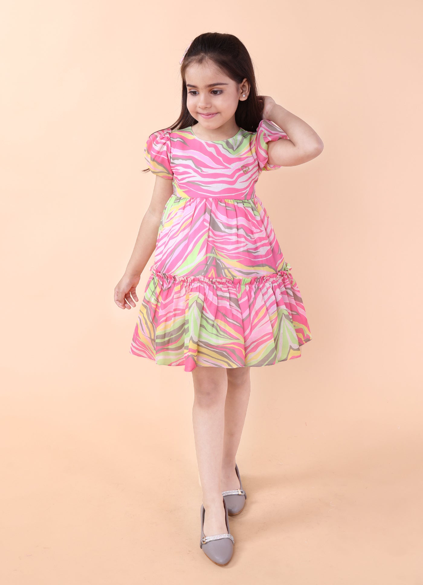 Candy Swirl Puff Sleeve Frock