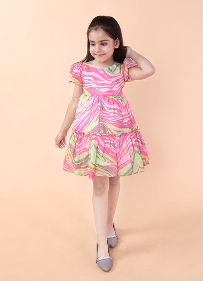 Candy Swirl Puff Sleeve Frock