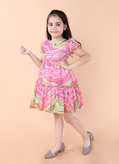 Candy Swirl Puff Sleeve Frock