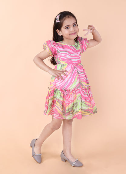 Candy Swirl Puff Sleeve Frock