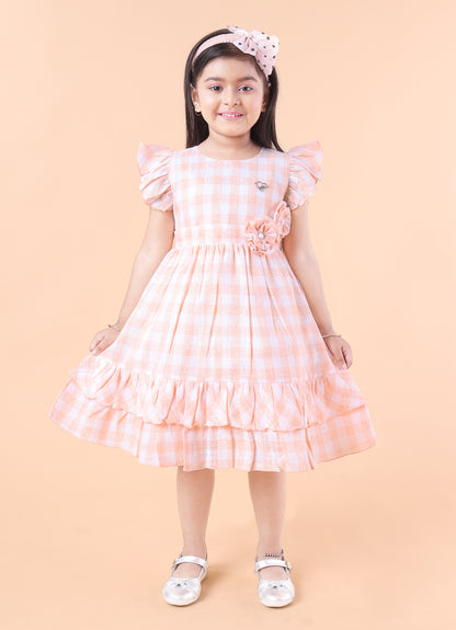 Sweet Gingham Bloom Frock