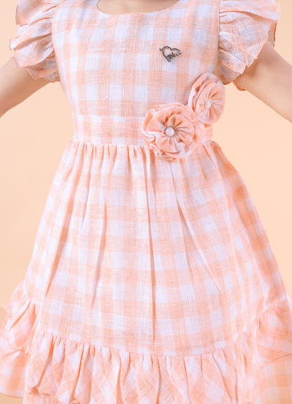 Sweet Gingham Bloom Frock