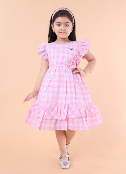 Sweet Gingham Bloom Frock