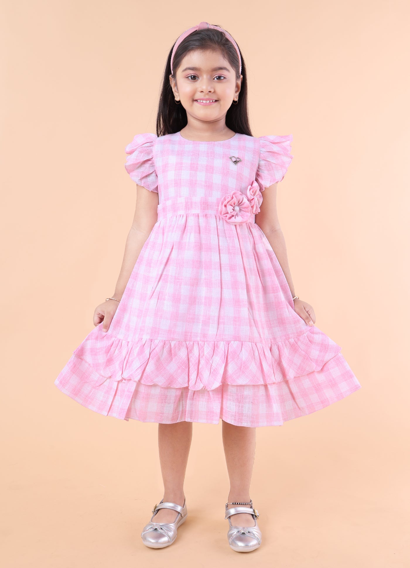 Sweet Gingham Bloom Frock