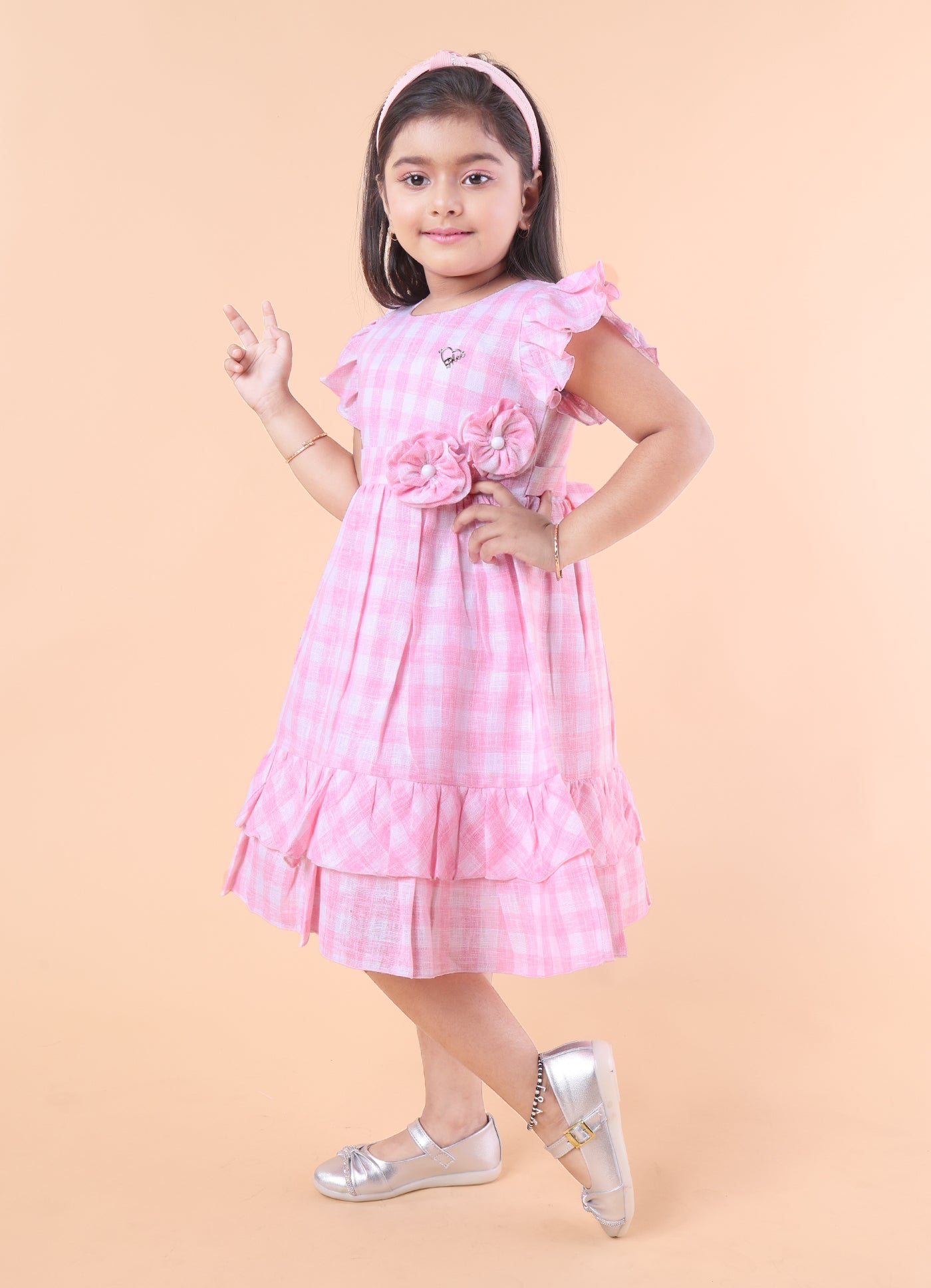 Sweet Gingham Bloom Frock