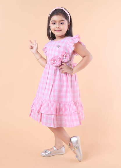 Sweet Gingham Bloom Frock