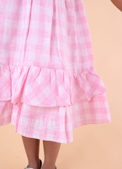 Sweet Gingham Bloom Frock