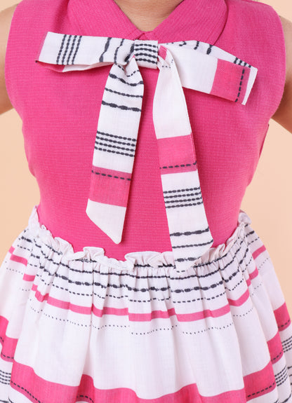 Printed Casual Bow Dress