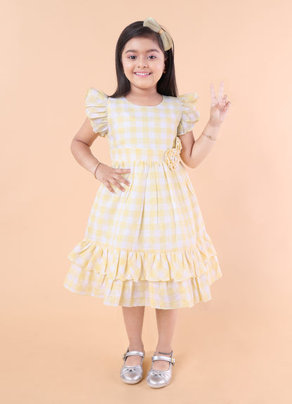 Sweet Gingham Bloom Frock