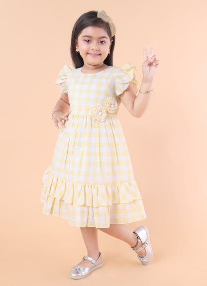 Sweet Gingham Bloom Frock