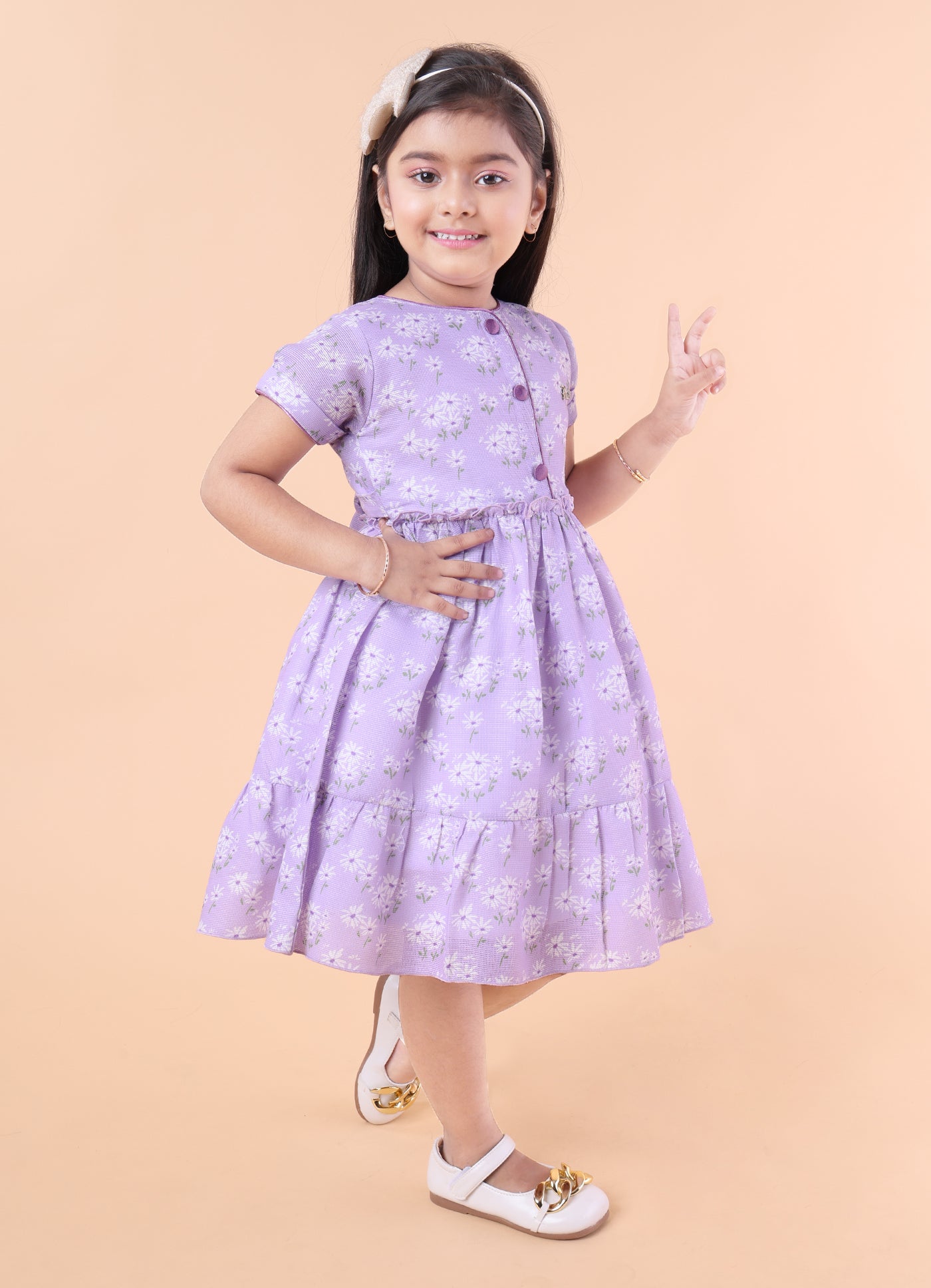Floral Print Purple Dress
