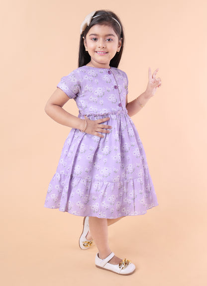 Floral Print Purple Dress