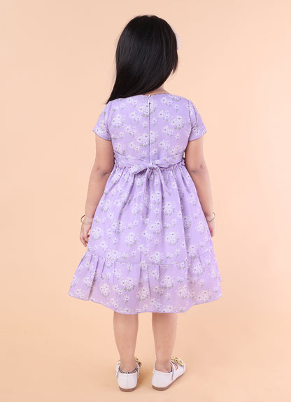 Floral Print Purple Dress
