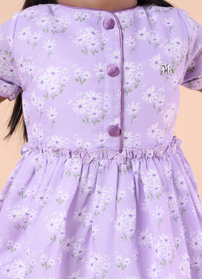 Floral Print Purple Dress