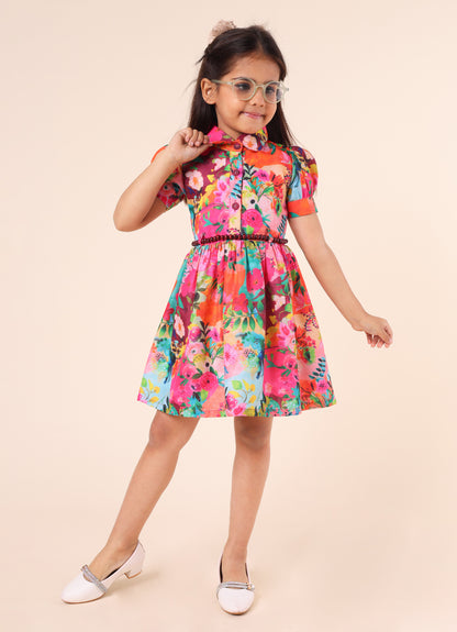 Tropical Bloom Shirt Dress