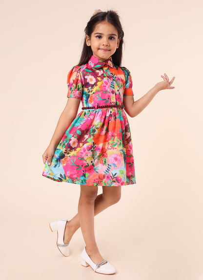 Tropical Bloom Shirt Dress