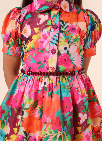 Tropical Bloom Shirt Dress
