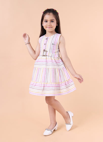 Striped Linen Dress with Belt