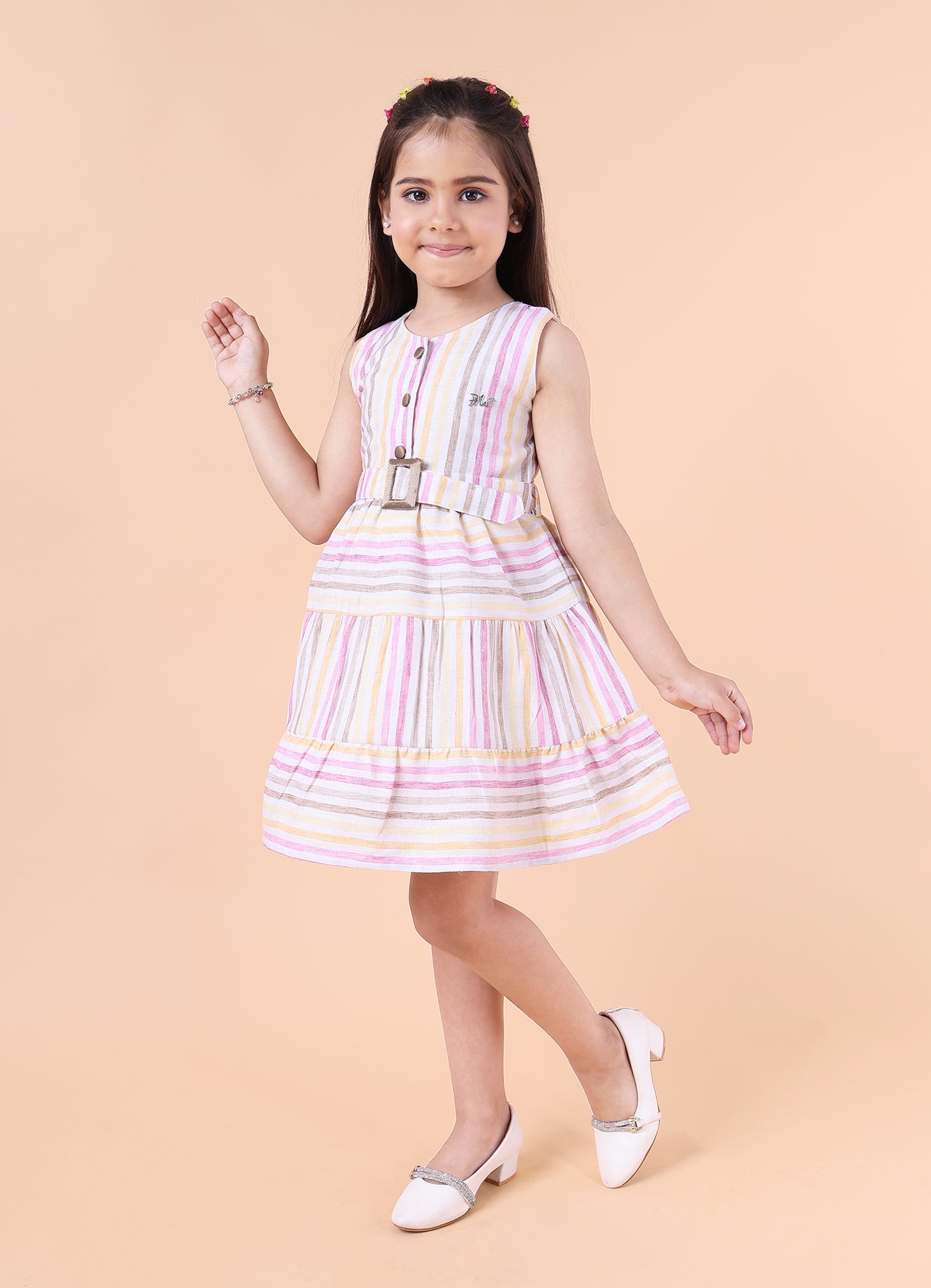 Striped Linen Dress with Belt