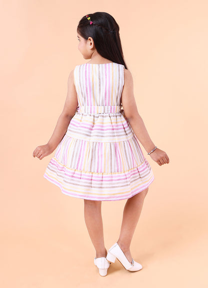 Striped Linen Dress with Belt