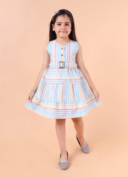 Striped Linen Dress with Belt