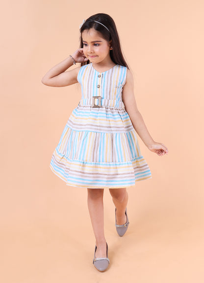 Striped Linen Dress with Belt