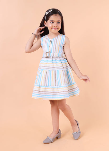 Striped Linen Dress with Belt