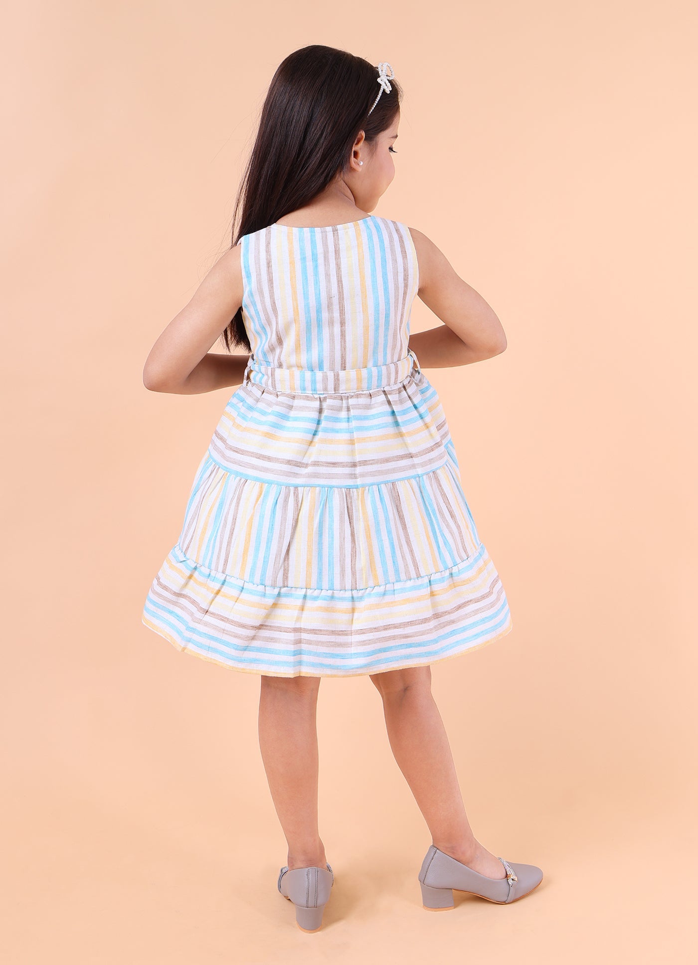 Striped Linen Dress with Belt