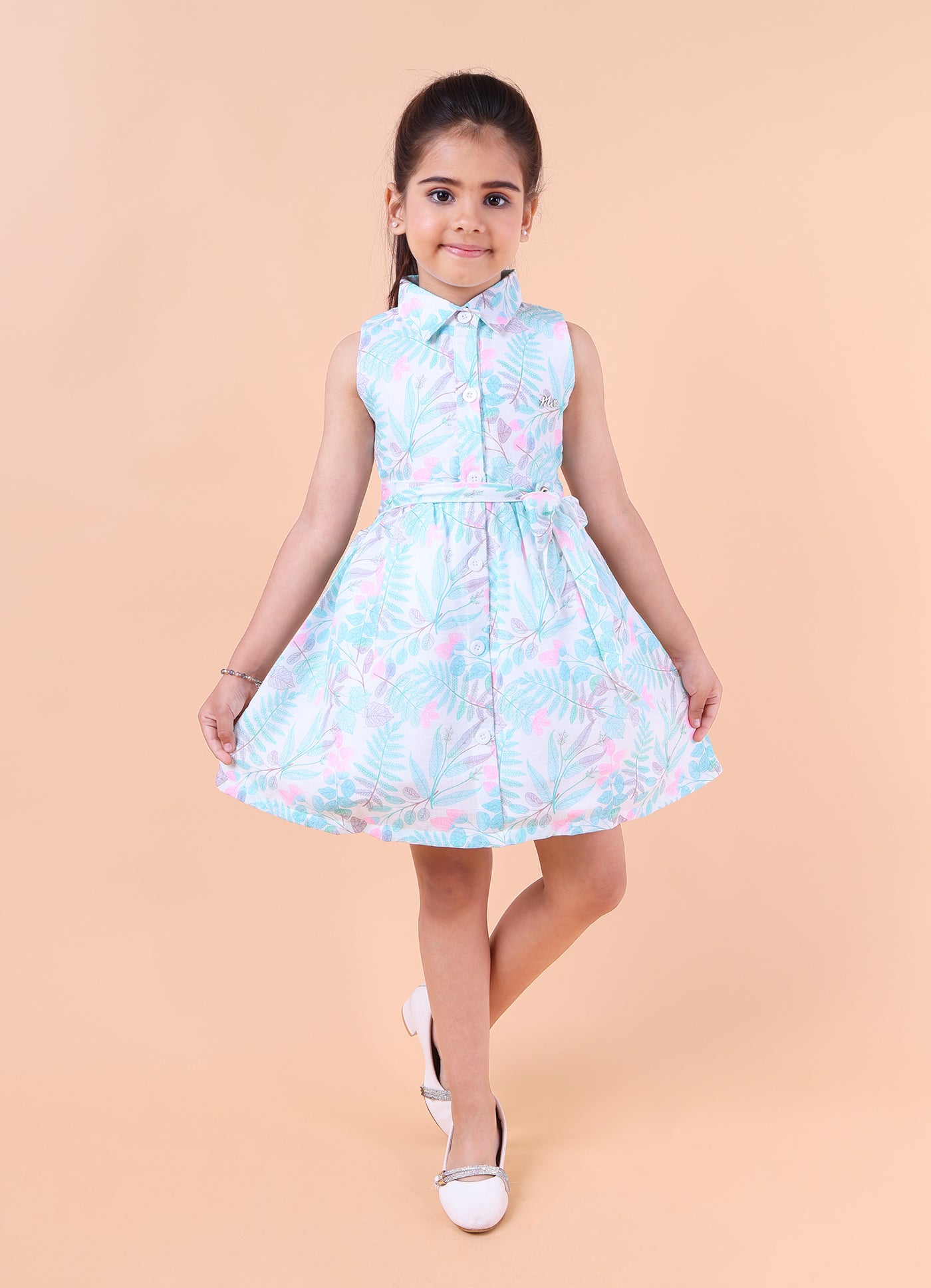 Stylish Belt Summer Print Dress