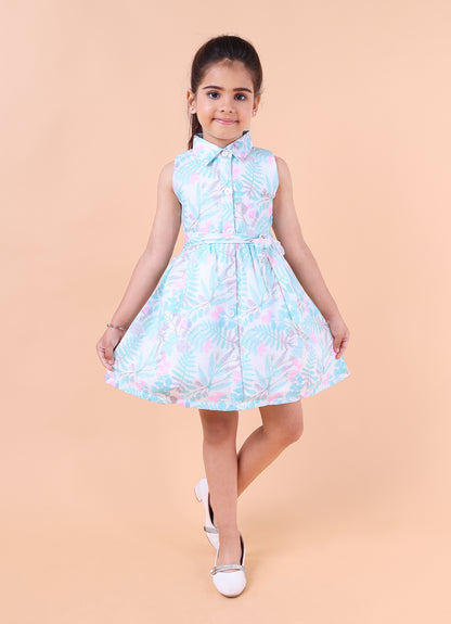 Stylish Belt Summer Print Dress