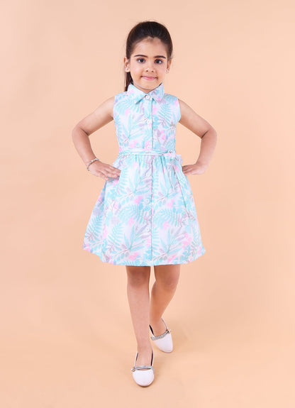 Stylish Belt Summer Print Dress