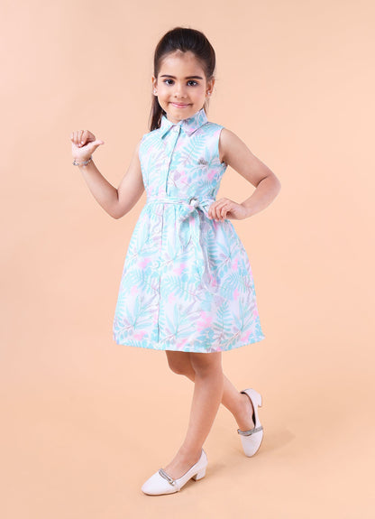 Stylish Belt Summer Print Dress